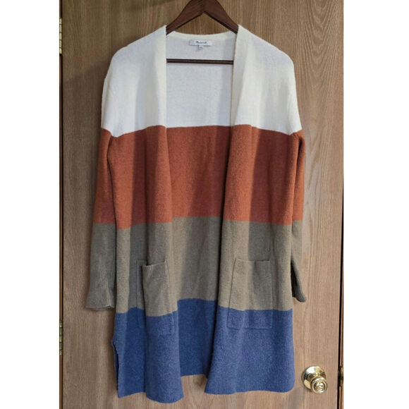 Madewell Merino Wool Alpaca Blend Kent Colorblock Open Cardigan Sweater - Picture 2 of 10